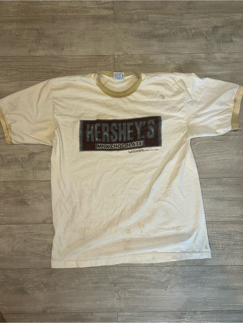 Vintage 80s Hershey’s Milk Chocolate Ringer T-Shirt XL Screen Stars Promo
